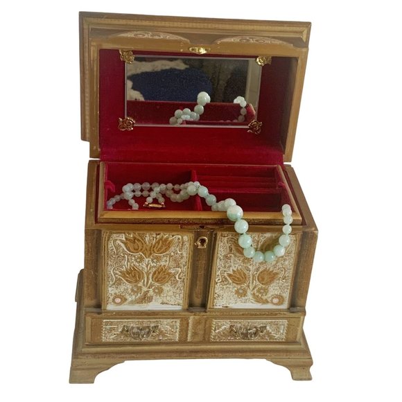 Royal Sealy Storage & Organization Vintage Royal Sealy Mid Century Gold Painted Wood Jewelry